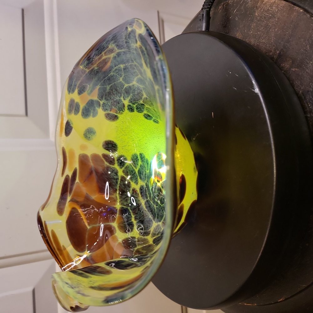 Hand Blown Art Glass Decorative Bowl Chihuly Style